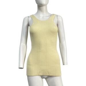 Toteme Ribbed Beige Scoop Neck Tank Top Size M